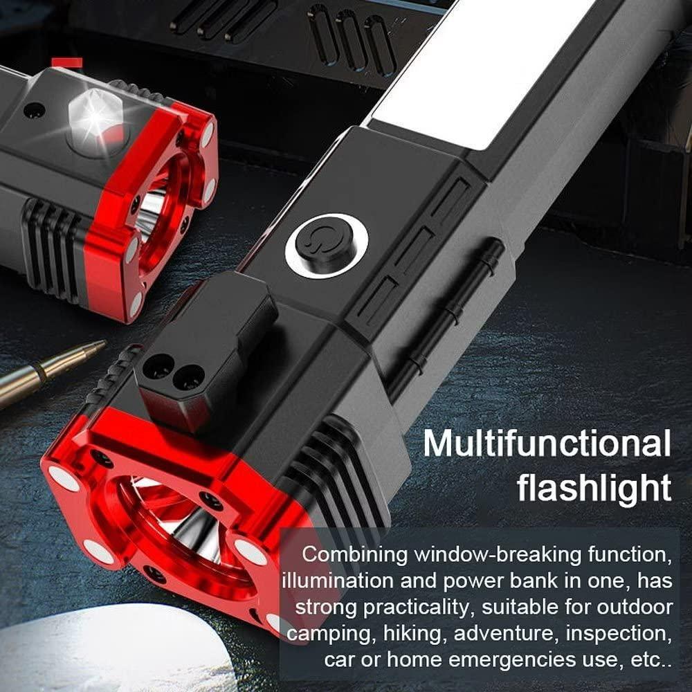 Portable LED Flashlight Multifunctional Work Light 2.0 Includes( Hammer,Seatbelt Cutter,4 Flash Light Modes)